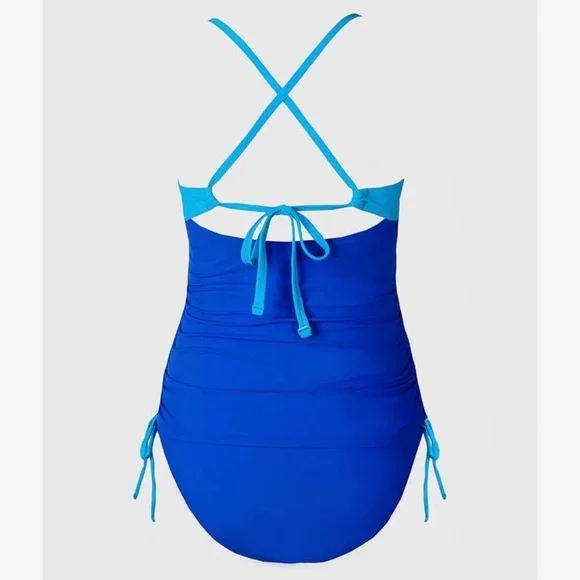 Cupshe Cupshe Blue Ruched Tankini Bikini - Picture 3 of 9